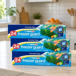 Freezer Guard Storage Bags 24pk x3 Resealable Food Freezer Preservation Pack