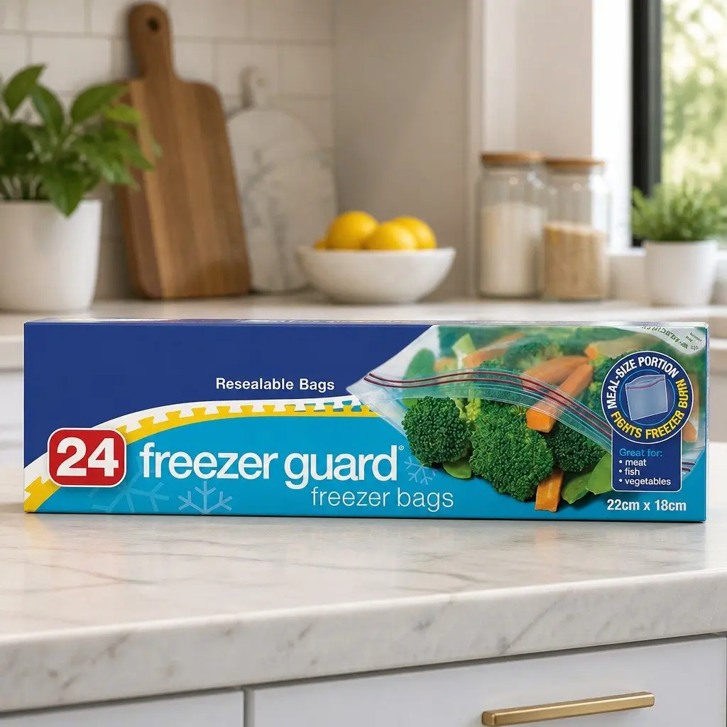 Freezer Guard Bags 24pk x5 Resealable Freezer Storage Bags for Food Household