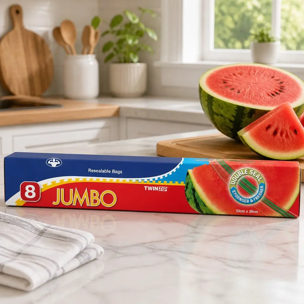 Jumbo Storage Bags 8pk x3 Resealable Freezer Pantry Bags Household Food Storage