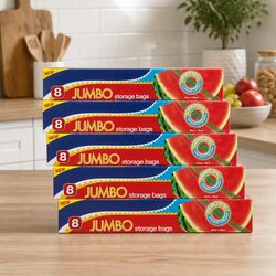 Jumbo Storage Bags 8pk x6 Clear Resealable Food Pantry Freezer Organiser Bulk