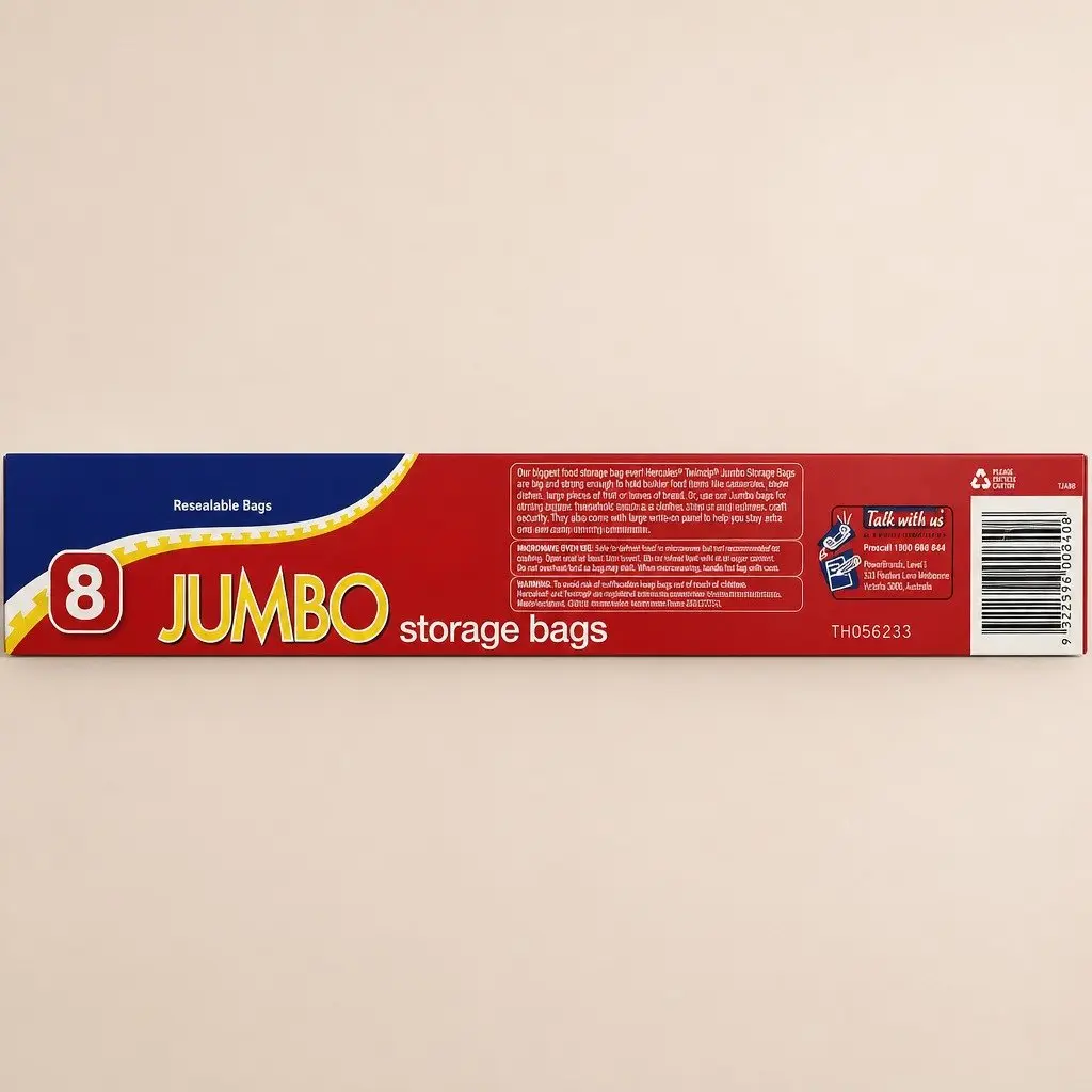 Jumbo Storage Bags 8pk x6 Clear Resealable Food Pantry Freezer Organiser Bulk