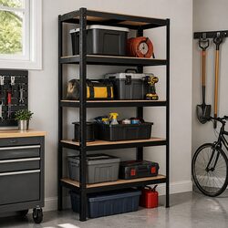 5-Tier Metal Storage Rack Garage Shelving Unit 180cm Adjustable Boltless Heavy