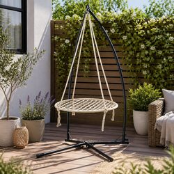 Hammock Chair Swing Nest with Steel Stand 100cm Outdoor Indoor Relaxation Seat