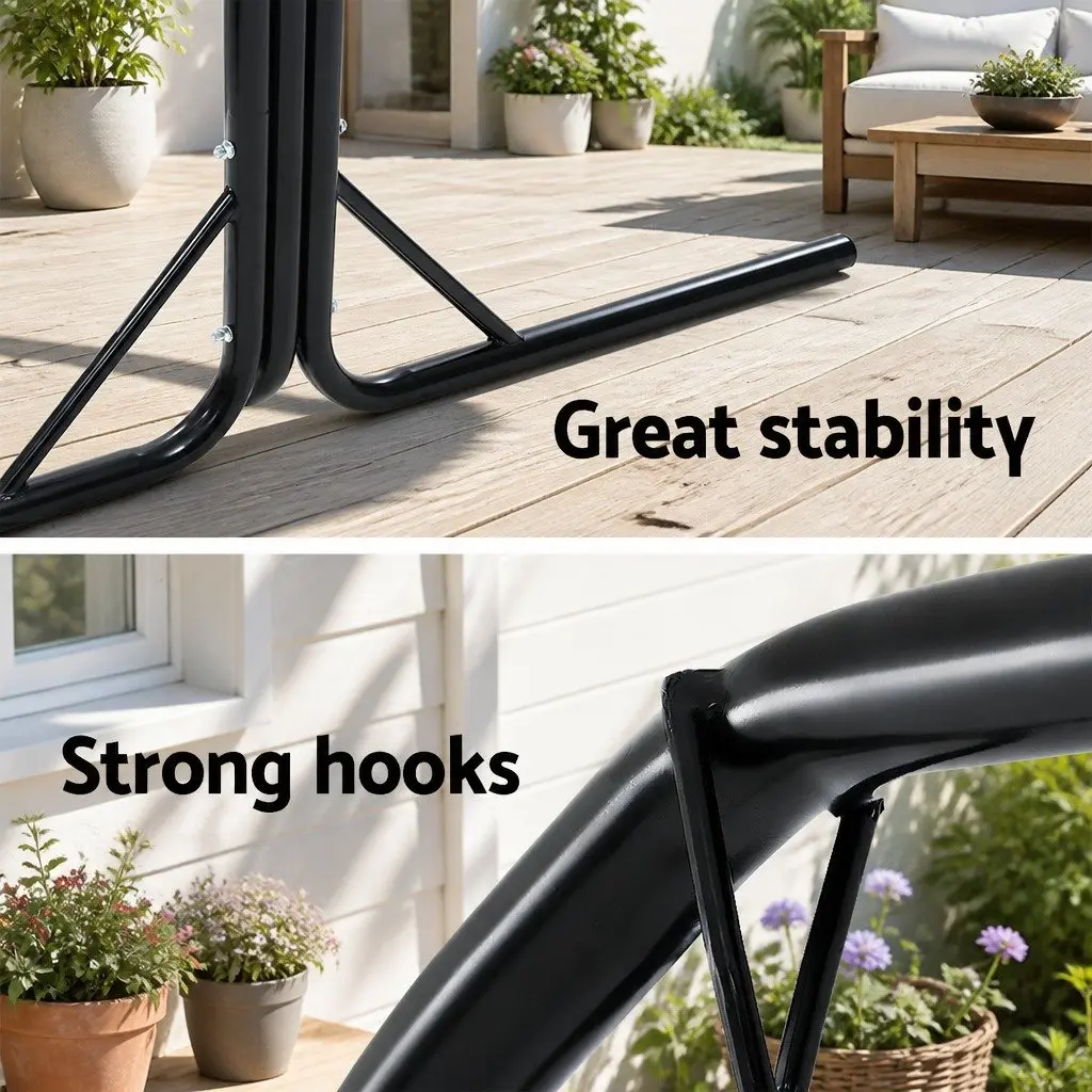 Outdoor Hammock Chair with Stand Swing Hanging Pillow Grey Garden Furniture