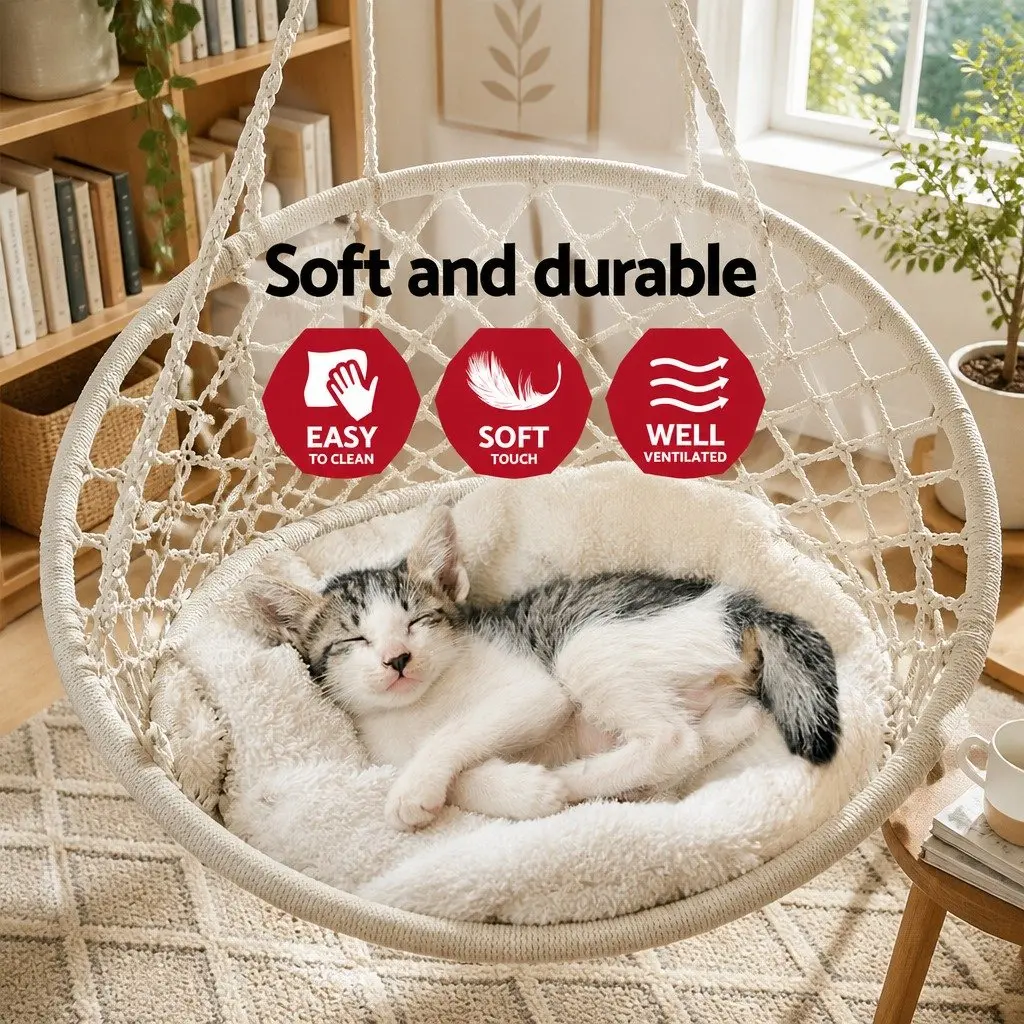 Hammock Chair Outdoor Hanging Cotton Cream Relaxation Swing