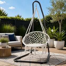 Hammock Hanging Chair with Steel Stand Outdoor Indoor Relaxation Swing