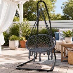 Hammock Hanging Chair with Steel Stand Outdoor Indoor Relaxation Swing Garden