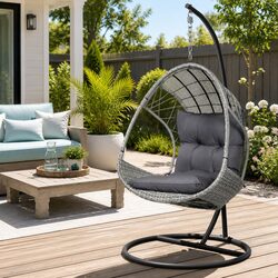 Hanging Egg Pod Chair Wicker Swing Outdoor Garden Relaxation Seat with Stand