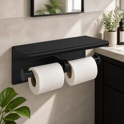 Toilet Paper Holder Double Roll Wall Mount Stainless Steel Bathroom Storage