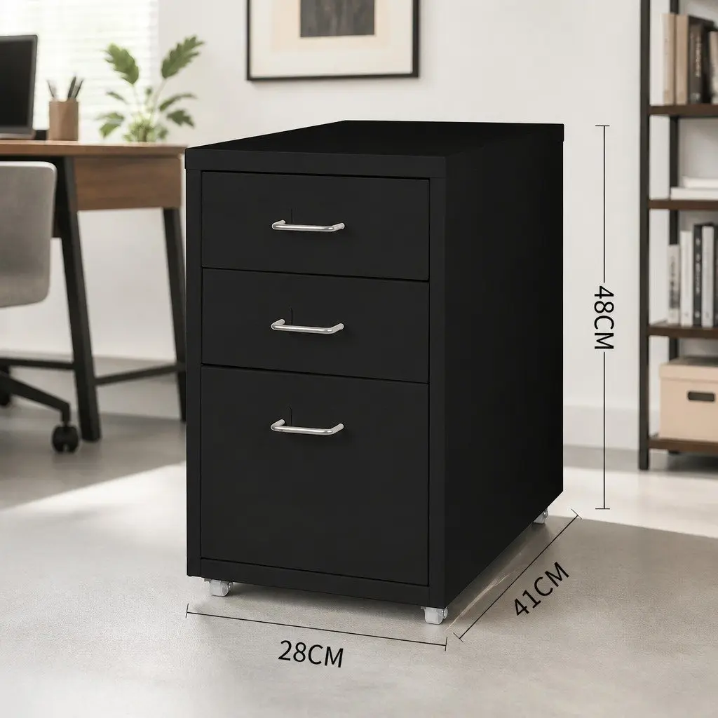 3 Drawer Filing Cabinet Steel Office Storage Organizer Compact Workspace