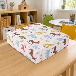 Kids Chair Cushion High Seat Pad Booster Baby Pink Cotton Linen Removable Cover