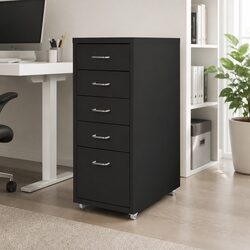 5 Drawer Filing Cabinet Office Storage Organizer Compact Steel Furniture Black