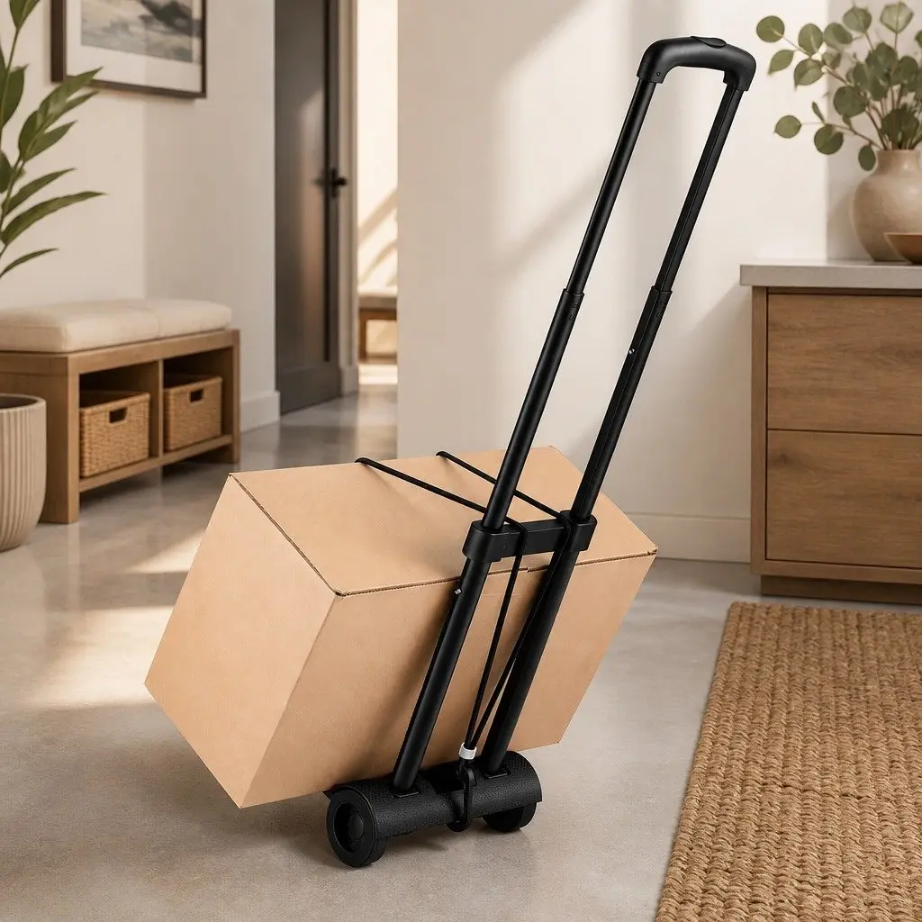 Folding Hand Trolley Lightweight Portable Travel Black 25kg