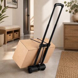 Folding Hand Trolley Portable Luggage Cart Lightweight Travel Black 25kg