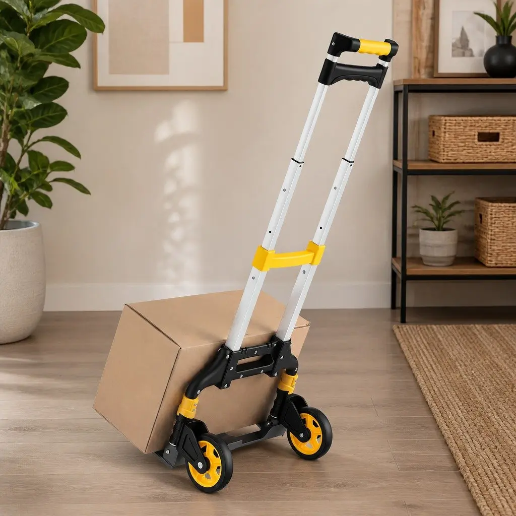 Folding Hand Truck Portable Lightweight Trolley 80kg Black or Yellow