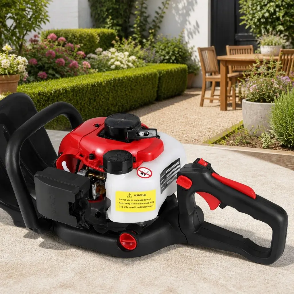Petrol Hedge Trimmer 25.4CC 24 Inch Dual Blade Lightweight Red White
