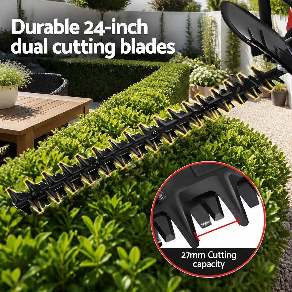 Petrol Hedge Trimmer 25.4CC 24 Inch Dual Blade Lightweight Red White