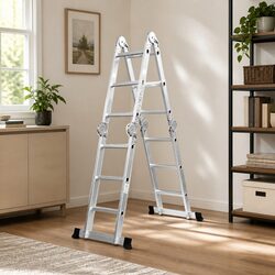 Multi Purpose Folding Ladder Aluminium 12 Rungs Heavy Duty 150kg Load Capacity