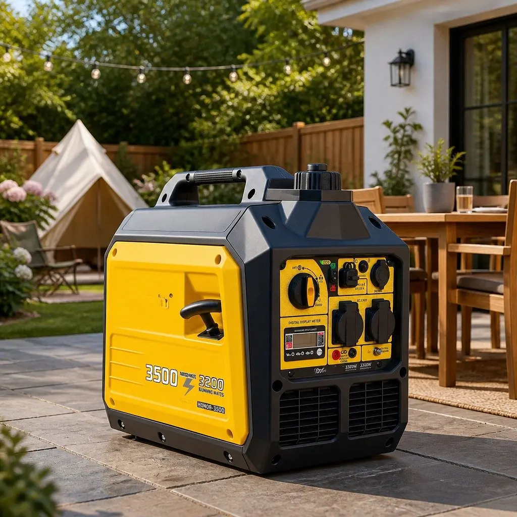 Portable Petrol Inverter Generator 3500W Peak Power Pure Sine Wave Quiet Compact Yellow