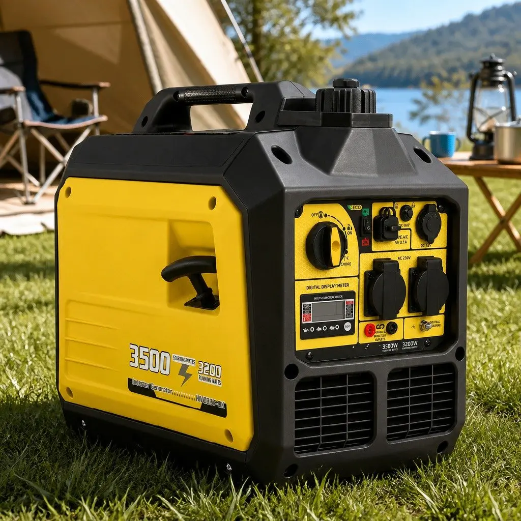 Portable Petrol Inverter Generator 3500W Peak Power Pure Sine Wave Quiet Compact Yellow