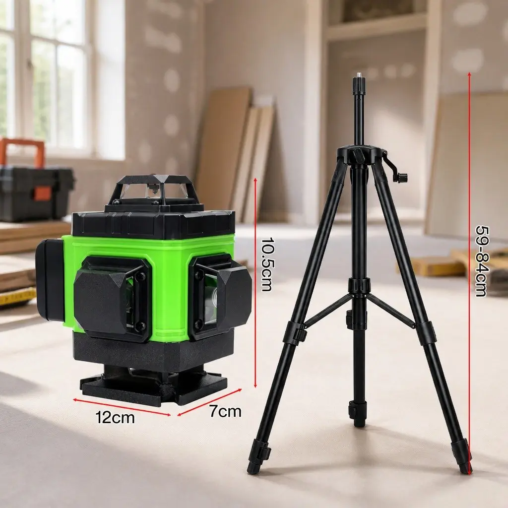 16 Line Green Laser Level Self Leveling Tool 360 Rotary 20 Meter Working Radius Black and Green