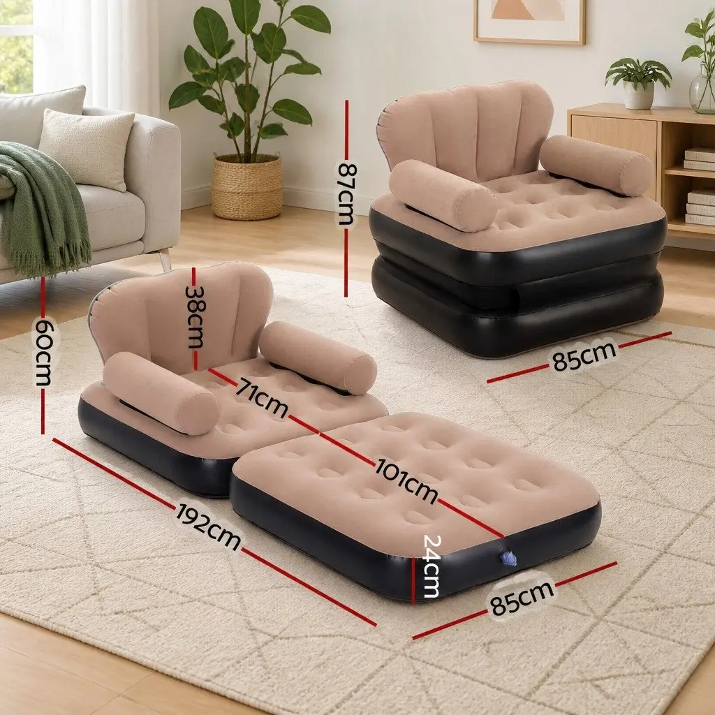Inflatable Air Chair Convertible Daybed Camping Sofa Coffee
