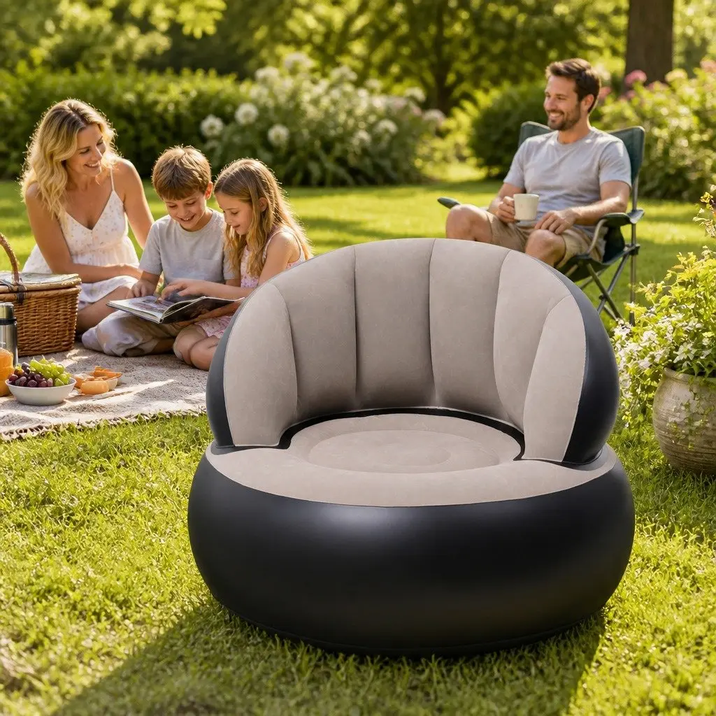 Inflatable Air Chair Folding Lounge Seat Coffee PVC for Indoor Outdoor Use