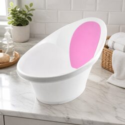 Baby Bath Tub with Backrest & Bum Bump Support for Newborn to 12 Months Pink