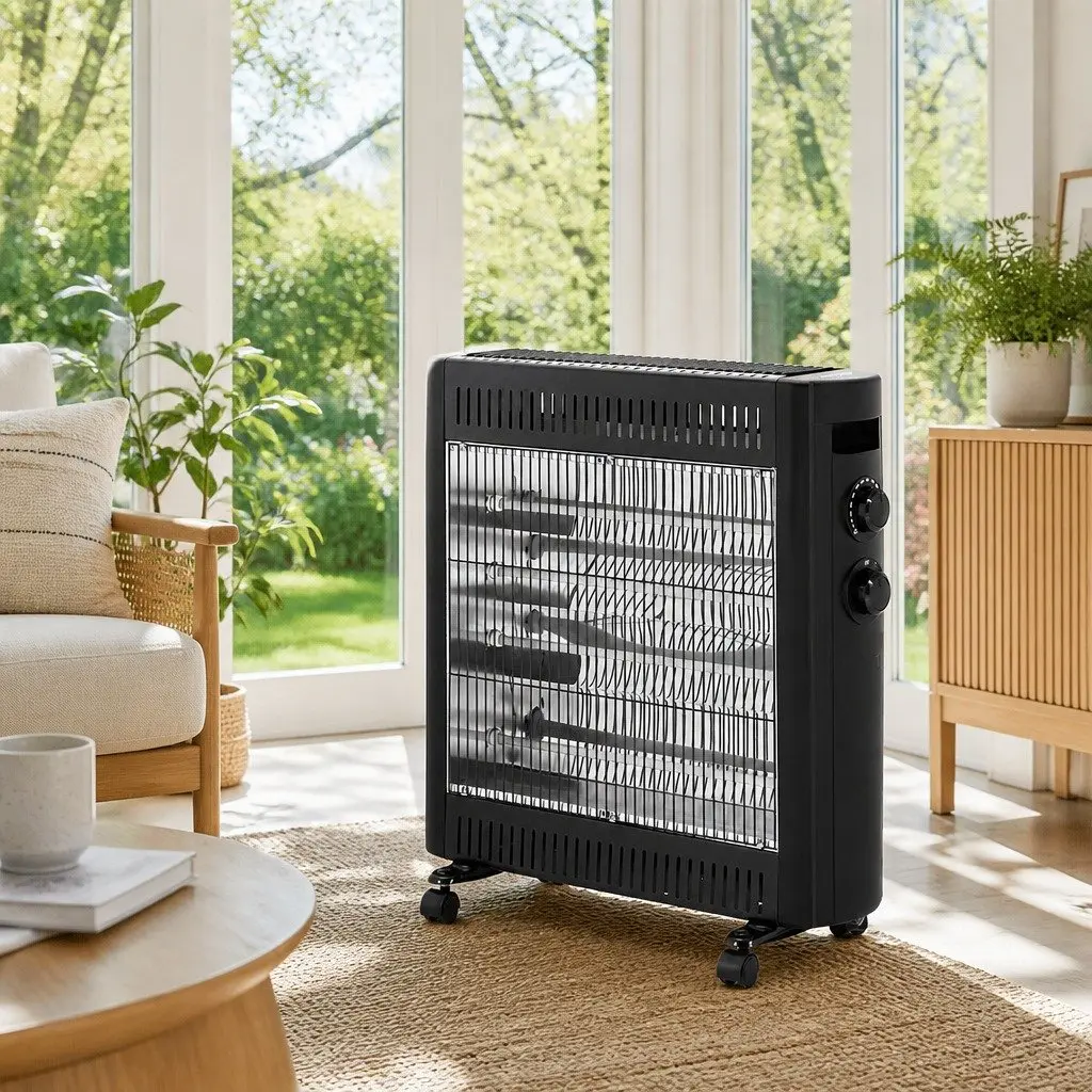 Electric Heater Infrared Radiant Panel 2200W Portable Black