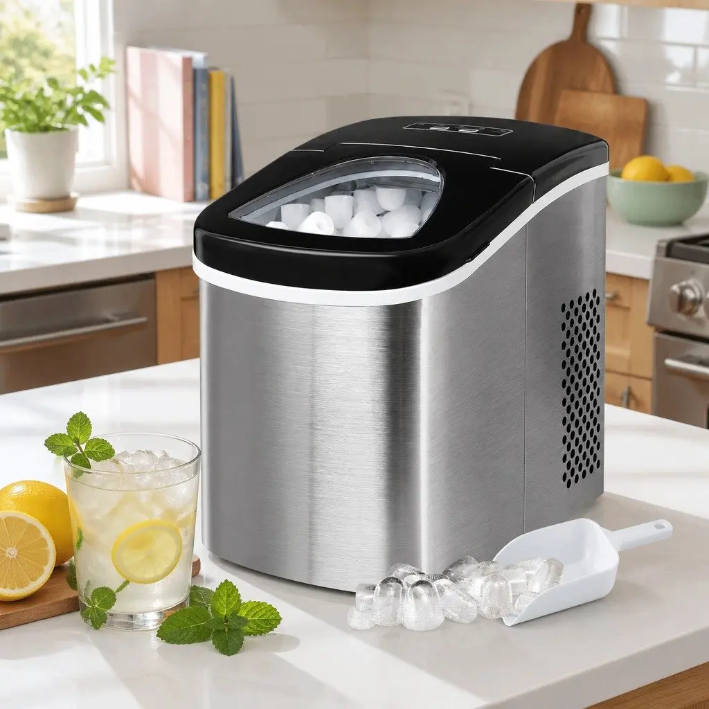 Ice Maker Portable Quick Freezing 2.4L Water Tank Silver Countertop Machine