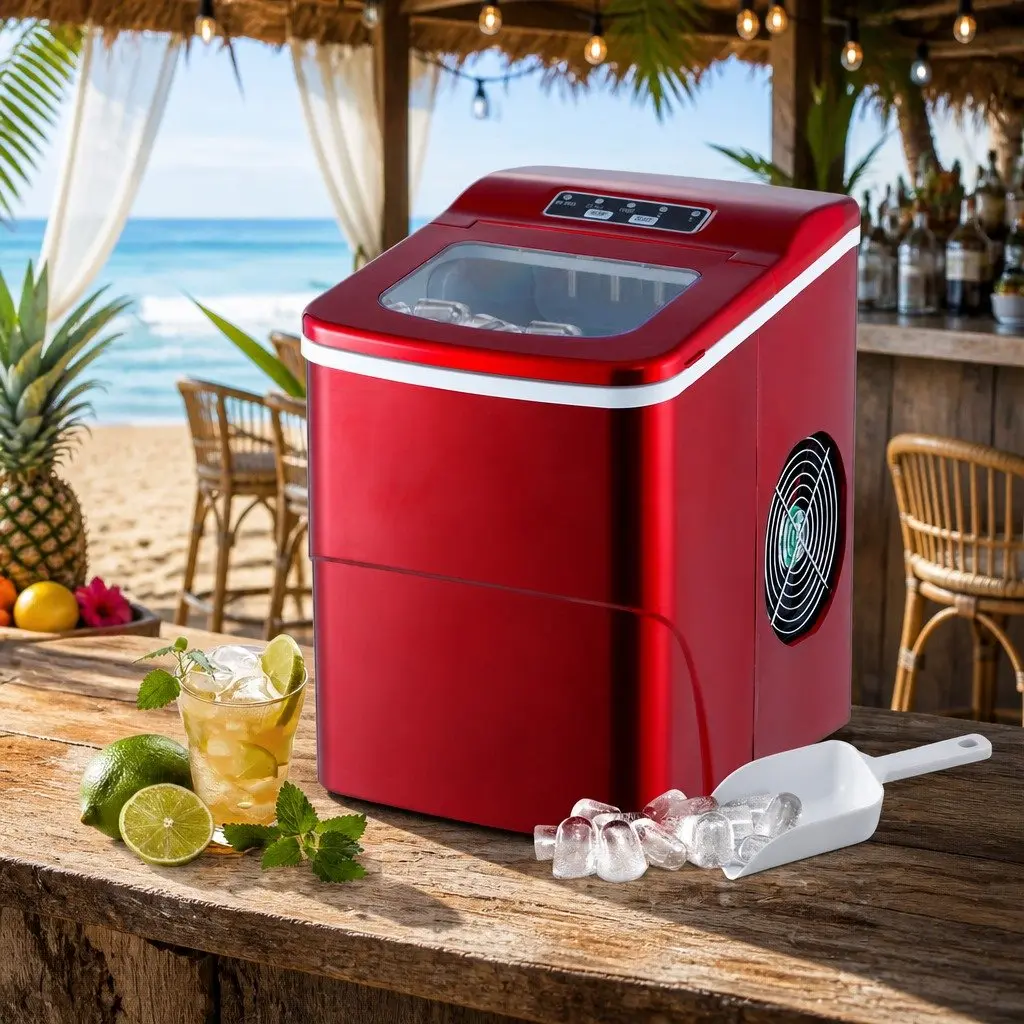 Ice Maker Portable Quick Easy 2L Red Countertop for Home Bar