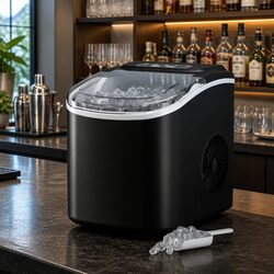 Portable Ice Maker Machine Countertop Ice Cube Tray 12kg Black Compact Bar Home