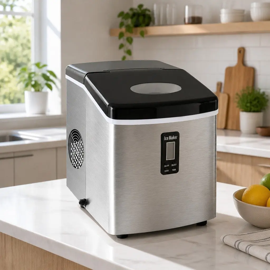 Ice Maker Machine Portable Compact Countertop 15kg Silver