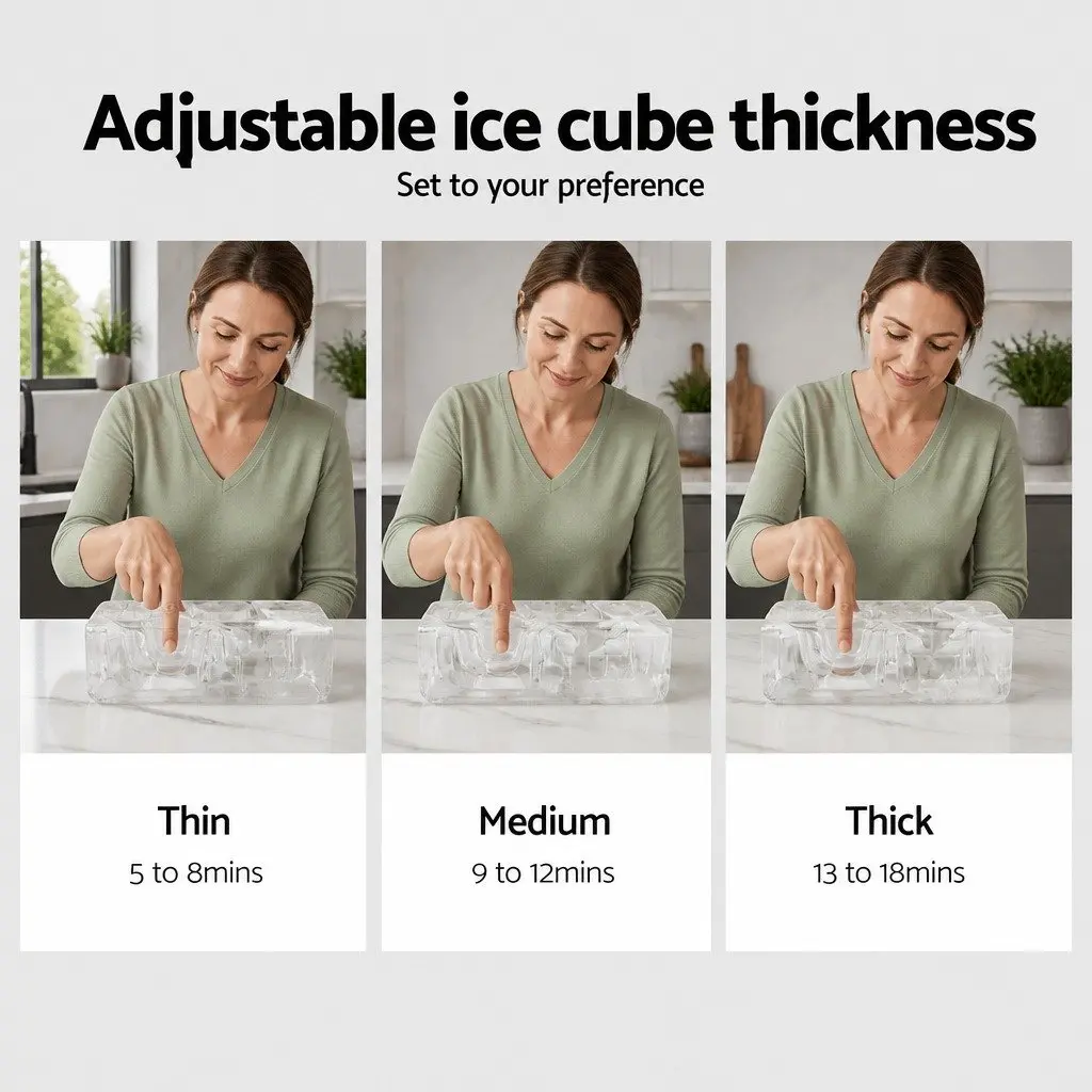 Ice Maker Machine Compact Portable 18kg Daily Production Countertop Silver