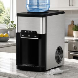 Countertop Ice Maker Machine 20kg Cold Hot Water Dispenser 3L Silver Black