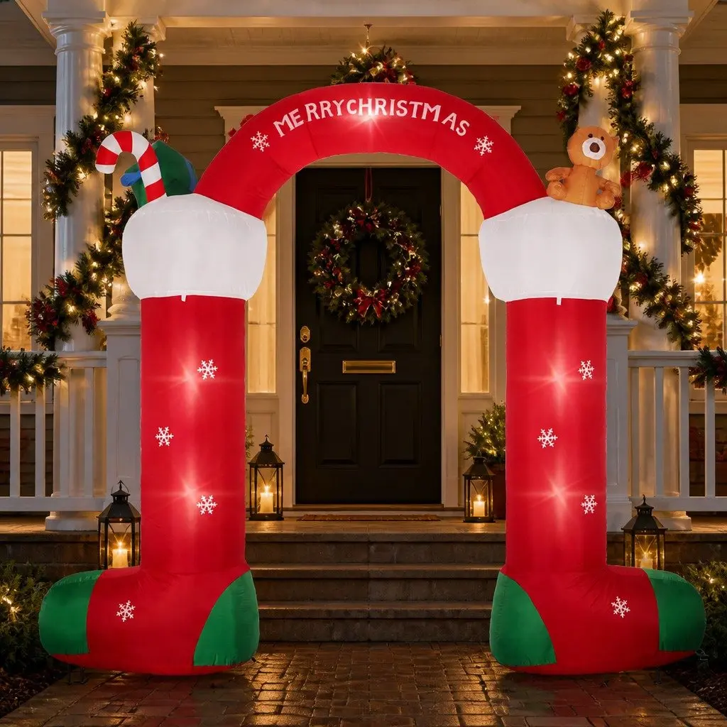 Inflatable Christmas Stocking Decoration with LED Lights Self-Inflatable 350cm Polyester