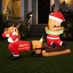 Christmas Inflatable Decoration 2.1M LED Lights Outdoor Indoor Self-Inflating