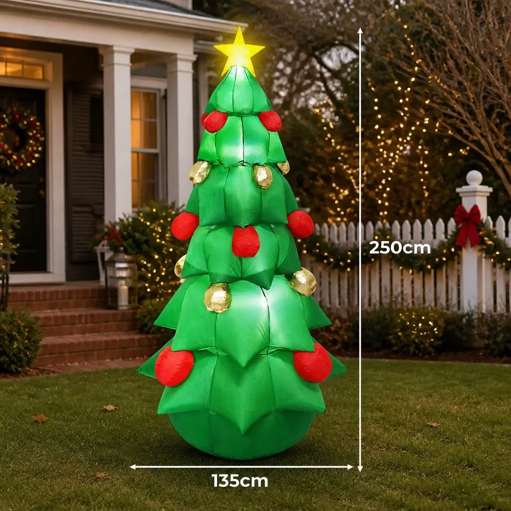 Inflatable Christmas Tree 2.5M LED Lights Multi-Colour Outdoor Indoor Holiday Decoration