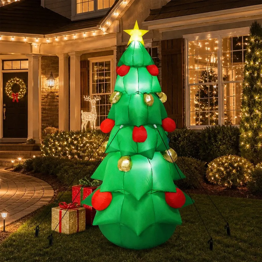 Inflatable Christmas Tree 2.5M LED Lights Multi-Colour Outdoor Indoor Holiday Decoration