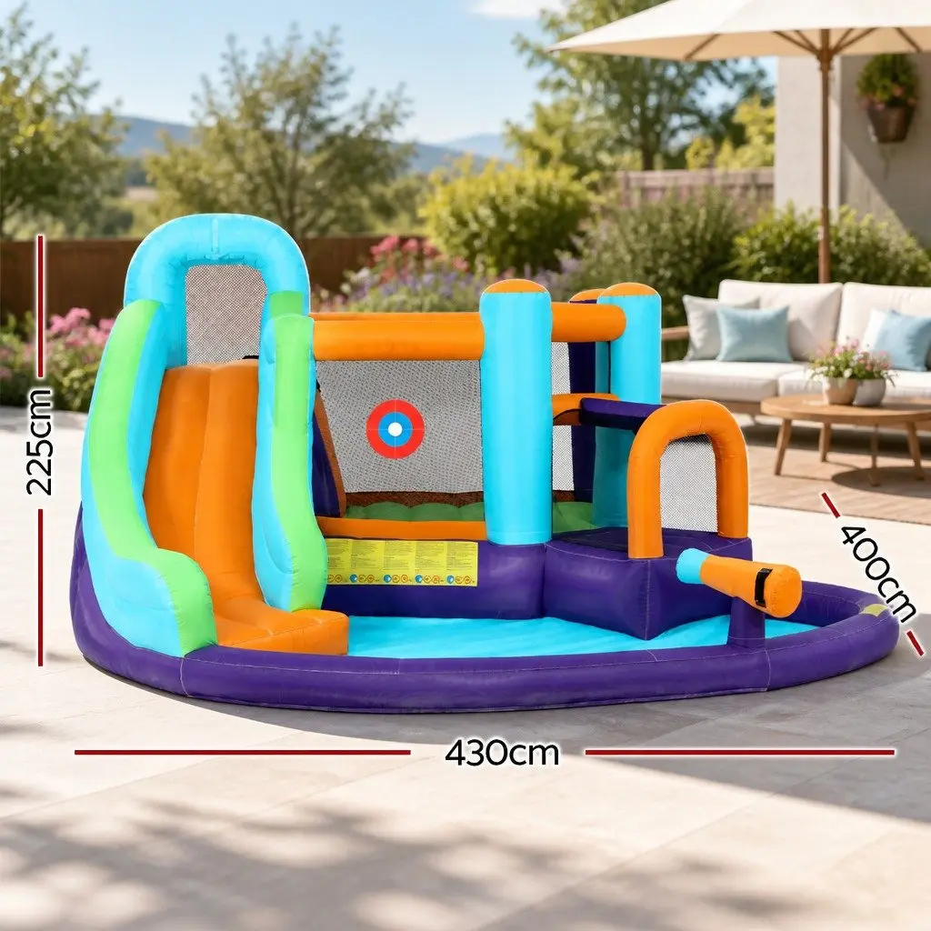 Inflatable Water Slide Jumping Castle Outdoor Pool Toy with Blower 430cm x 400cm x 225cm PVC-Coated Polyester