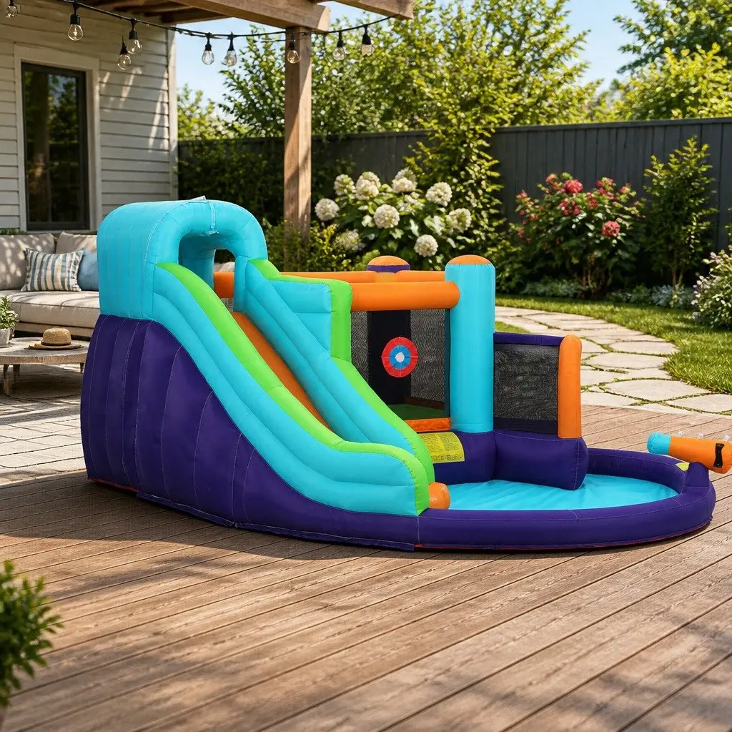 Inflatable Water Slide Jumping Castle Outdoor Pool Toy with Blower 430cm x 400cm x 225cm PVC-Coated Polyester