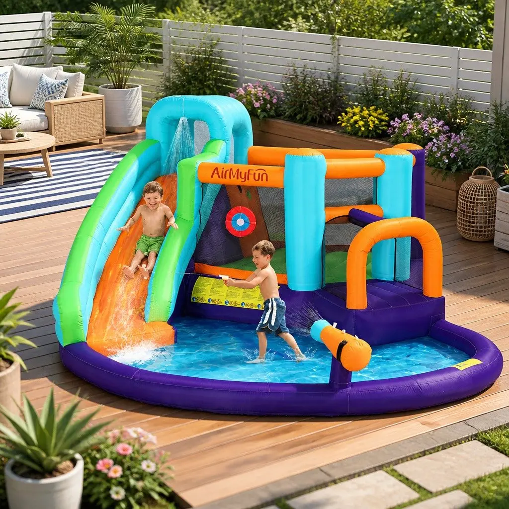 Inflatable Water Slide Jumping Castle Outdoor Pool Toy with Blower 430cm x 400cm x 225cm PVC-Coated Polyester
