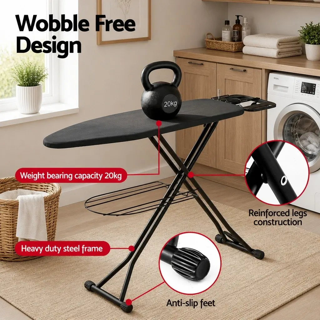 Foldable Ironing Board Heavy Duty Steel Frame Adjustable Height Grey