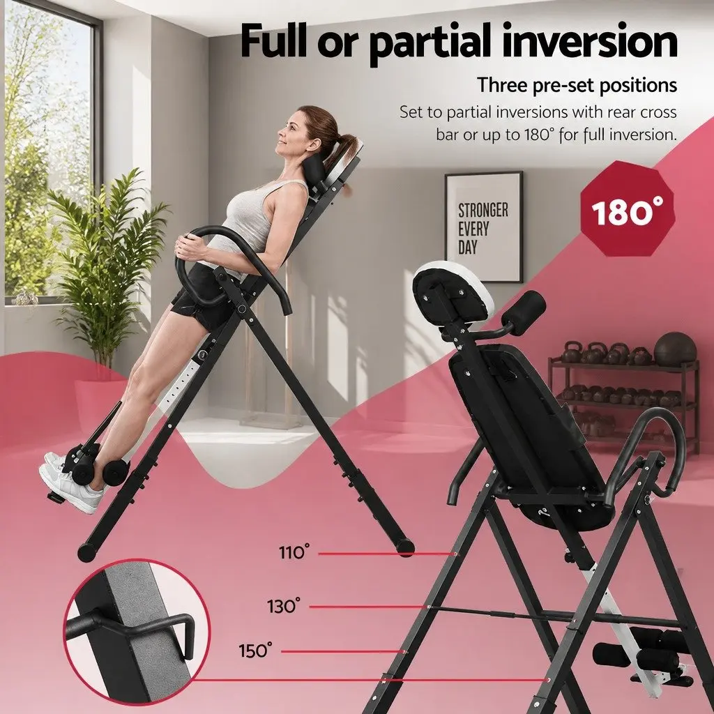 Inversion Table Back Stretcher Adjustable Inversion Range Extra Wide Backrest Red or Black