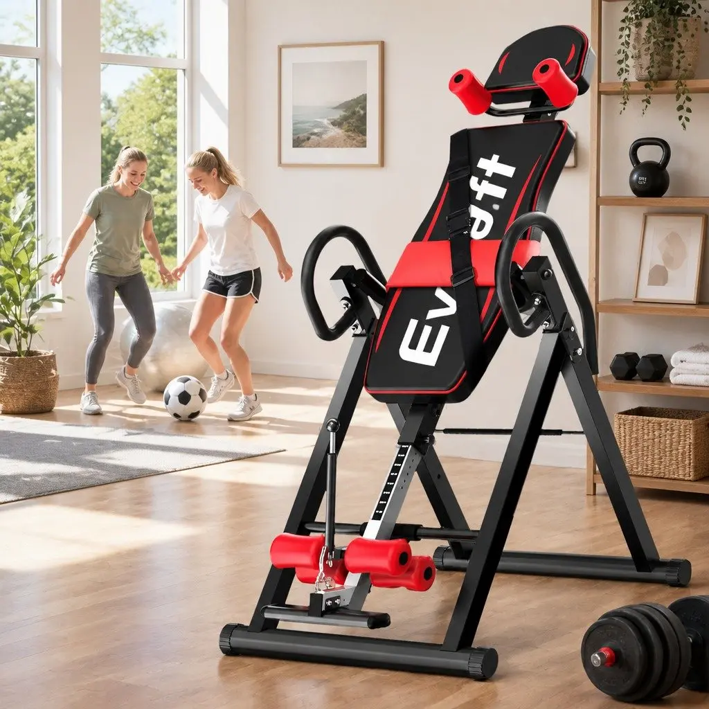 Inversion Table Gravity Exercise Stretcher Adjustable Inversion Range Foldable Black