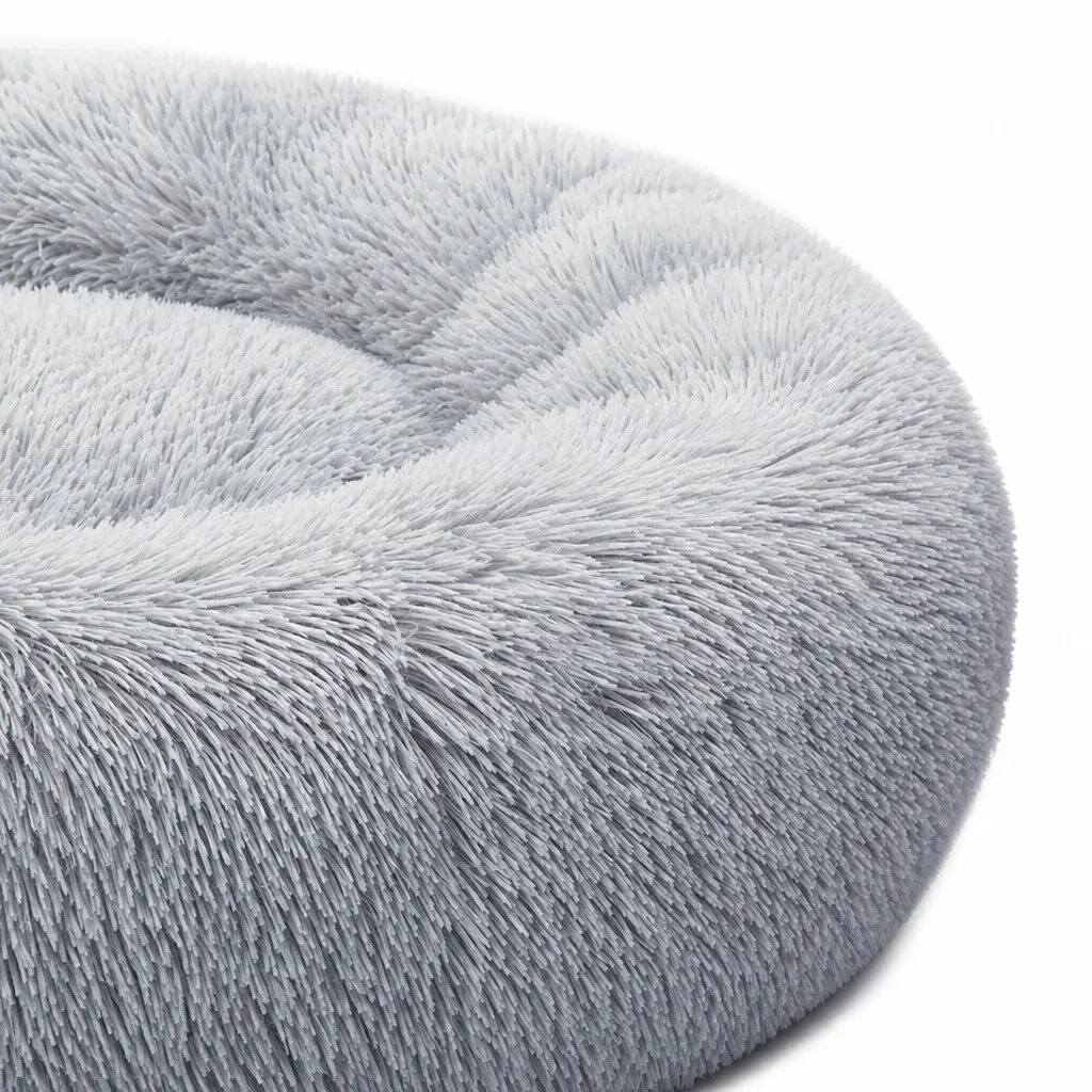 Pet Bed Dog Beds Mattress Medium Grey Donut-Shaped Calming Lounger Washable