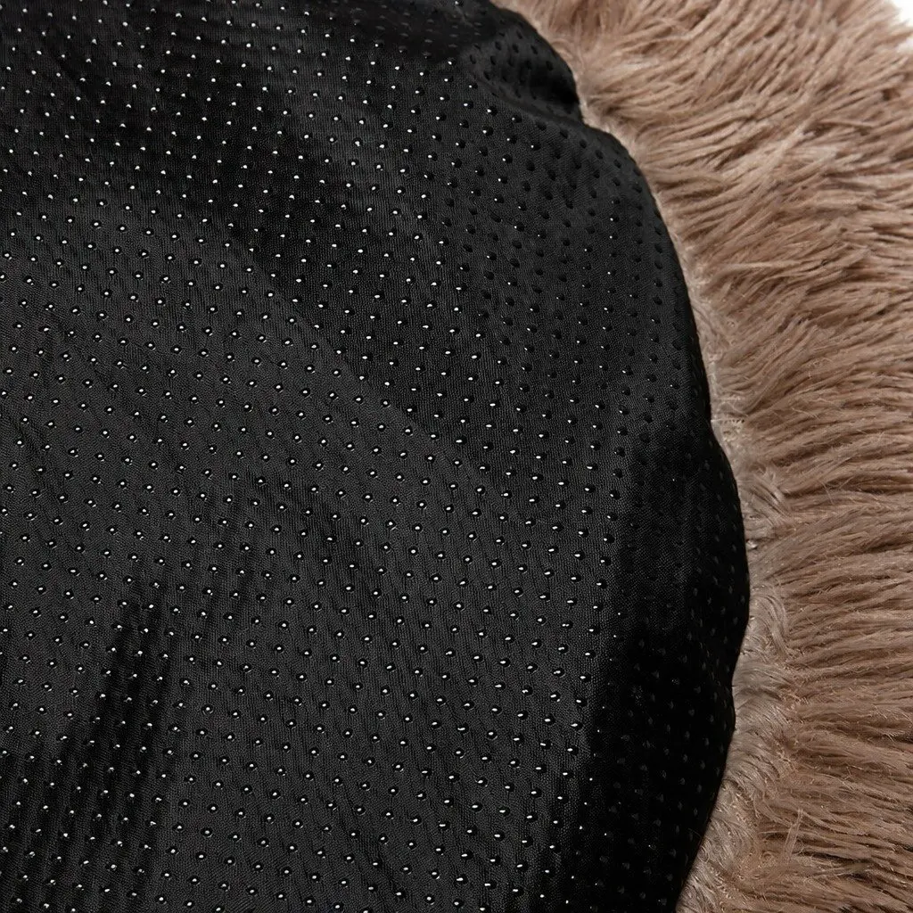 Pet Bed Mattress Donut-Shaped Calming Dog Bedding Medium Brown Washable Comfort