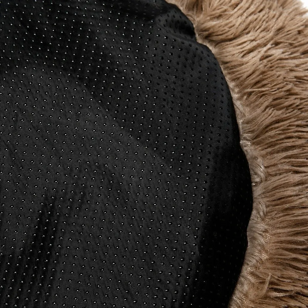 Pet Bed Donut-Shaped Calming Small Brown Mattress