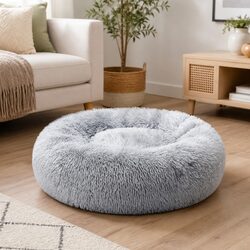 Pet Bed Donut Calming Orthopedic Dog Mattress XL Grey Non-Slip Washable