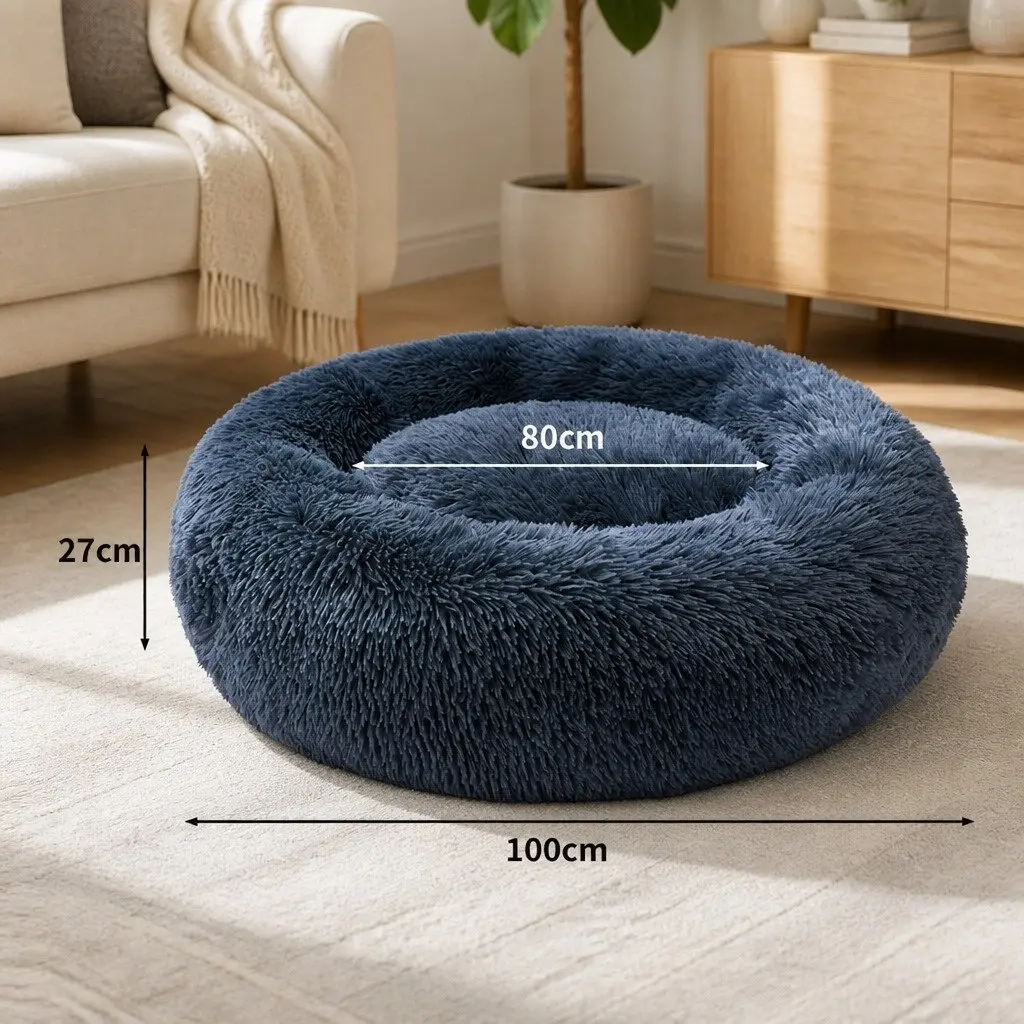 Pet Bed Donut Calming Mattress XXL Dark Grey Non-Slip Machine Washable Plush